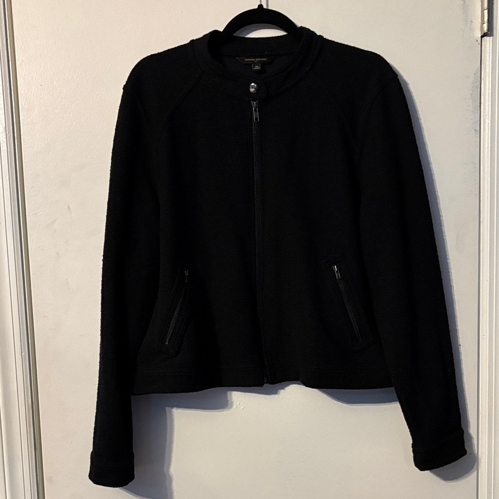 Banana Republic Women's Black Boucle Bomber Jacket